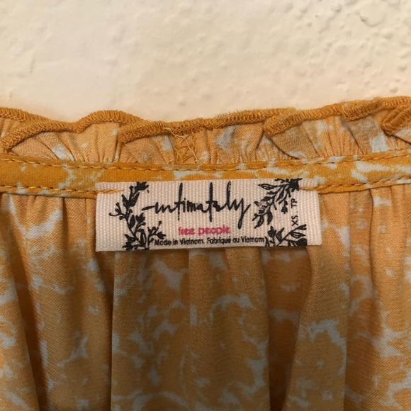 Free People All Tucks Printed Bodysuit Yellow Boho - Picture 4 of 7